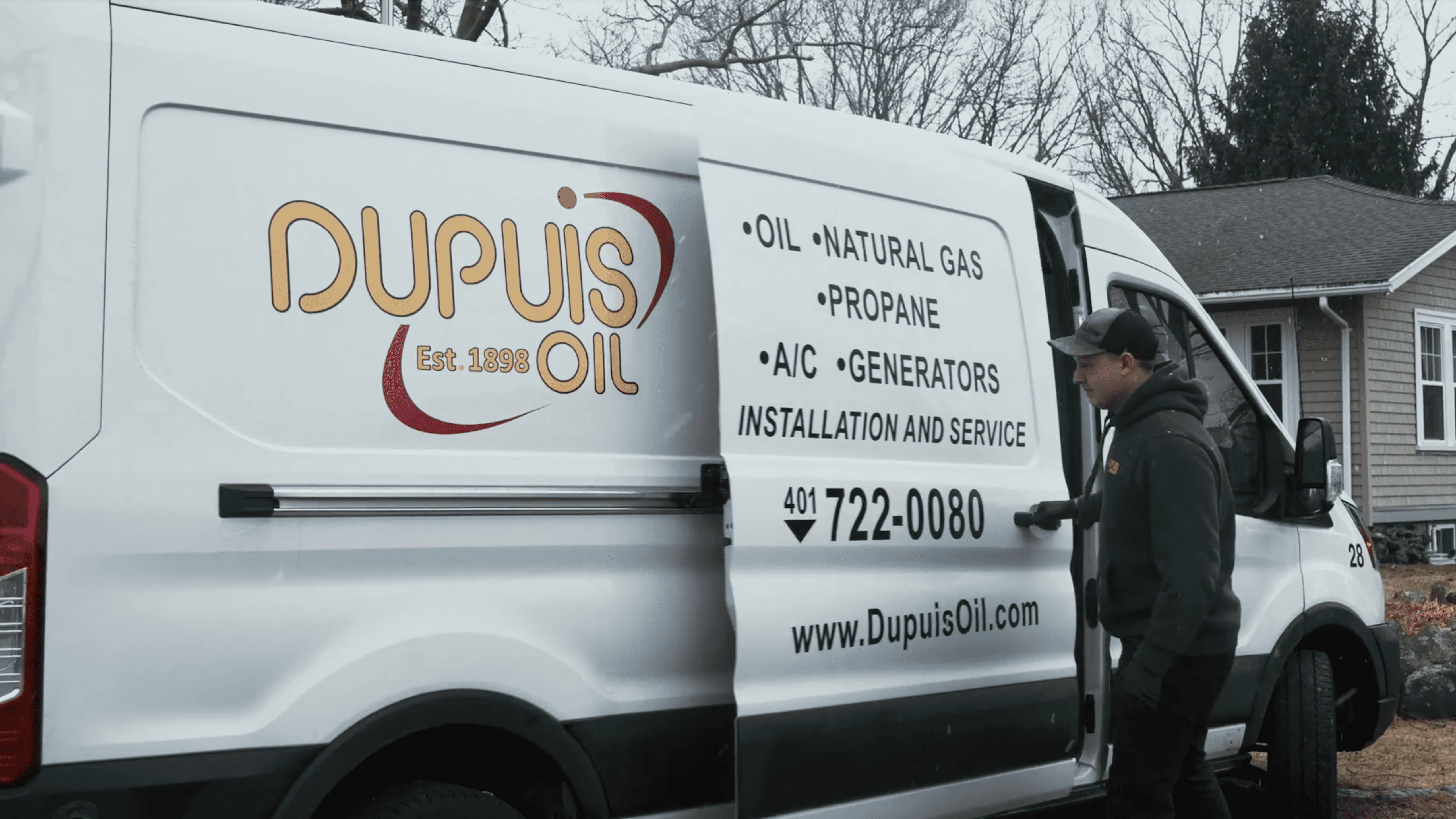 Dupuis Energy boiler installation van